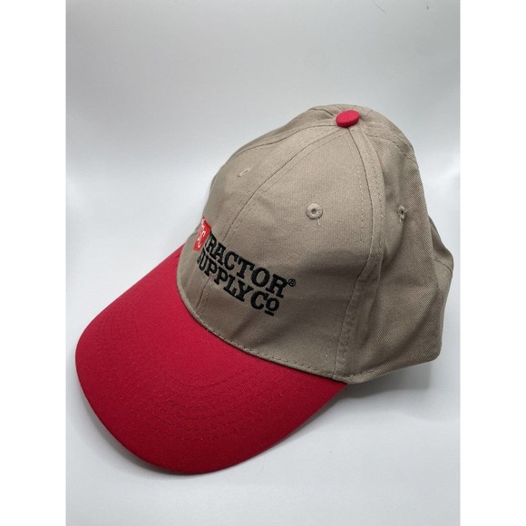Vintage TRACTOR SUPPLY Co Company TSC Hat Cap Khaki & Hook and Loop Red - Picture 2 of 5
